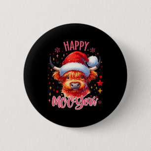Weihnachten - Neujahr 2025 Hochland-Kuh-Design Button