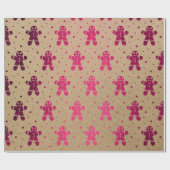Weihnachten Neujahr Fuchsia Gingerbread Man Kraft Geschenkpapier (Flach)