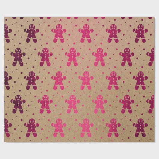 Weihnachten Neujahr Fuchsia Gingerbread Man Kraft Geschenkpapier (Flach)