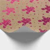 Weihnachten Neujahr Fuchsia Gingerbread Man Kraft Geschenkpapier (Ecke)