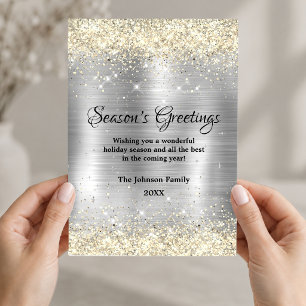 Weihnachten Neujahr metallisches Silber Gold Glitt Karte