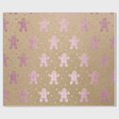 Weihnachten Neujahr Pink Gold Lebkuchen Mann Kraft Geschenkpapier (Flach)