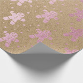 Weihnachten Neujahr Pink Gold Lebkuchen Mann Kraft Geschenkpapier (Ecke)