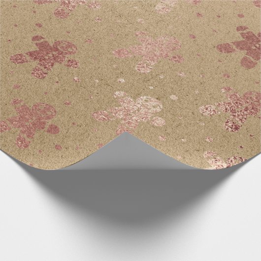 Weihnachten Neujahr Rose Gold Lebkuchen Mann Kraft Geschenkpapier (Ecke)