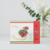 Weihnachten & Neujahr Rote Berries Kruste. Postkar Postkarte (Stehend Vorderseite)