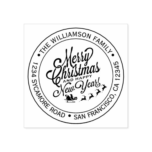 Weihnachten Neujahr Rücksendeadresse Gummistempel (Prägung)