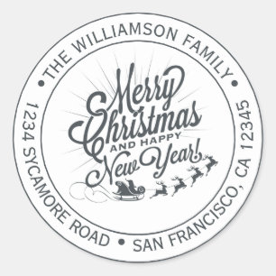Weihnachten - Neujahr - Rücksendeadresse Runder Aufkleber