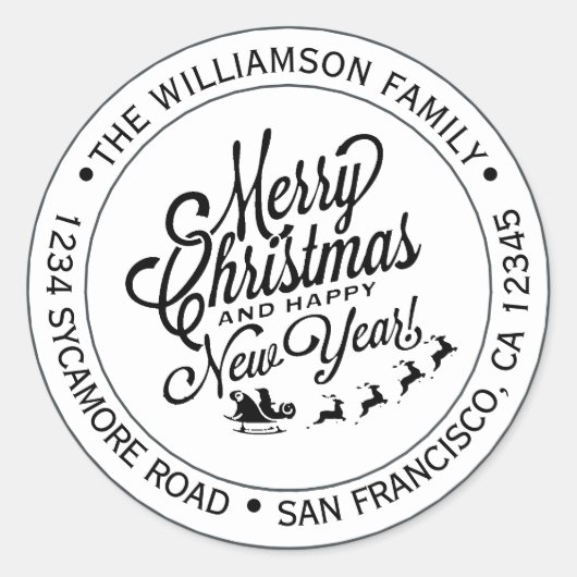 Weihnachten - Neujahr - Rücksendeadresse Runder Aufkleber (Vorderseite)