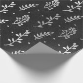 Weihnachten Neujahr Schwarzer Silberschneegel Geschenkpapier (Ecke)