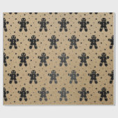 Weihnachten Neujahr Schwarzes Lebkuchen Mann Kraft Geschenkpapier (Flach)