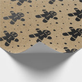 Weihnachten Neujahr Schwarzes Lebkuchen Mann Kraft Geschenkpapier (Ecke)