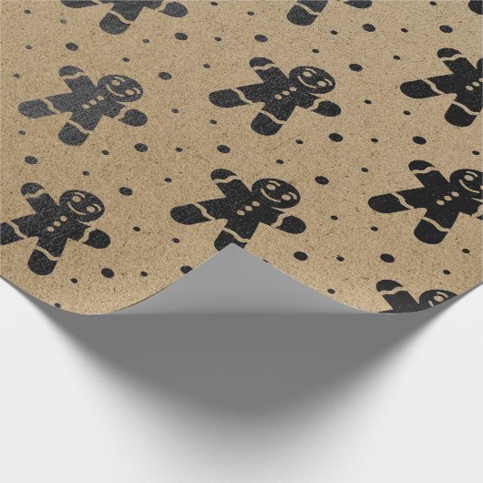 Weihnachten Neujahr Schwarzes Lebkuchen Mann Kraft Geschenkpapier (Ecke)