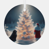 Weihnachten, Neujahr und glühende Bäume Ornament Aus Glas (Rückseite)