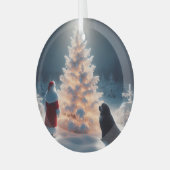 Weihnachten, Neujahr und glühende Bäume Ornament Aus Glas (Vorderseite links)