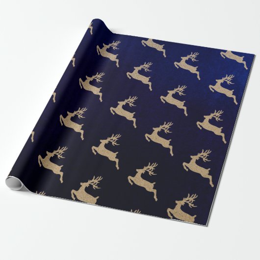 Weihnachten Neujahr Vip Pappe Deer Blue Navy Geschenkpapier (Ungerollt)