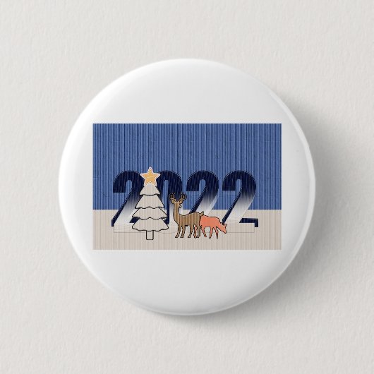Weihnachten Neujahr Weihnachtsbaum Hirsch 2 Button (Vorderseite)