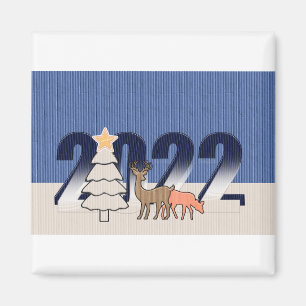 Weihnachten Neujahr Weihnachtsbaum Hirsch 2 Magnet