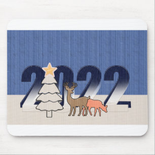 Weihnachten Neujahr Weihnachtsbaum Hirsch 2 Mousepad