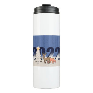 Weihnachten Neujahr Weihnachtsbaum Hirsch 2 Thermosbecher