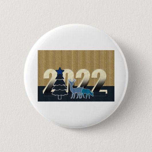 Weihnachten Neujahr Weihnachtsbaum Hirsch Button (Vorderseite)