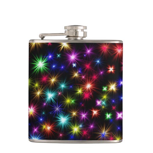 Weihnachten, Neujahrstag farbenfrohe Lichter-27317 Flachmann (Vorderseite)