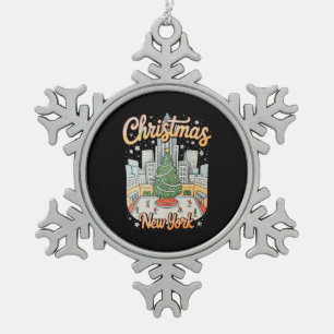 Weihnachten New York NY Xmas Reise Festtagszeit Schneeflocken Zinn-Ornament