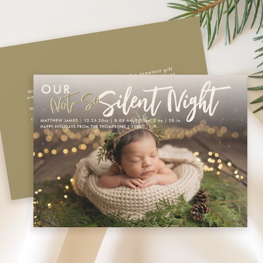Weihnachten nicht Stille Nacht Gold Funny Baby Fot Ankündigung