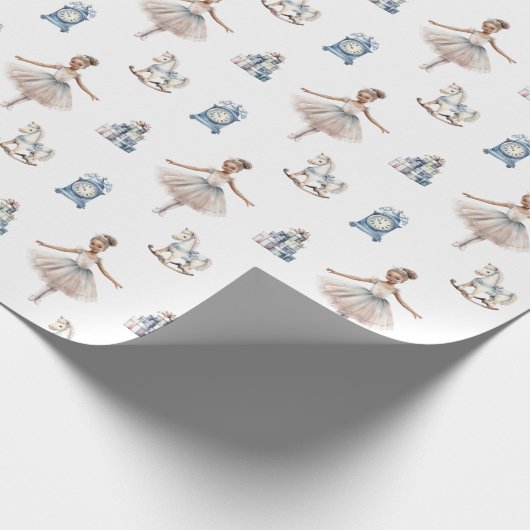 Weihnachten Niedlich Ballerina weiß Geschenkpapier (Ecke)
