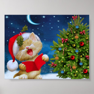 Weihnachten Niedlich Carol Kitten Weihnachtsmannmü Poster
