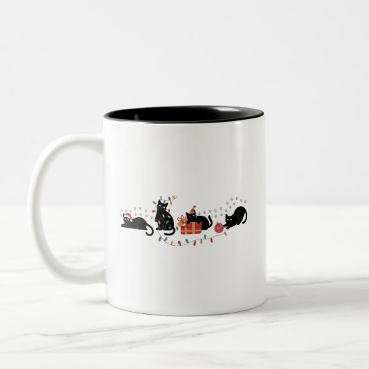 Weihnachten Niedlich Chat Lover Crew Weihnachtsbel Zweifarbige Tasse (Links)
