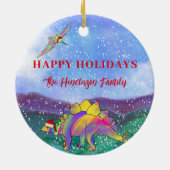 Weihnachten niedlich Dinosaurier Personalisiertes  Keramik Ornament (Hinten)