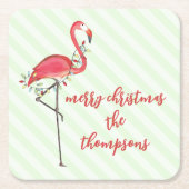 Weihnachten Niedlich Flamingo String Lights Rechteckiger Pappuntersetzer (Vorderseite)