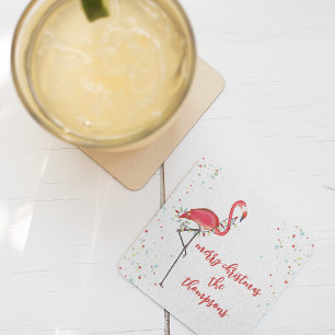 Weihnachten Niedlich Flamingo String Lights Rechteckiger Pappuntersetzer