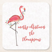 Weihnachten Niedlich Flamingo String Lights Rechteckiger Pappuntersetzer (Vorderseite)