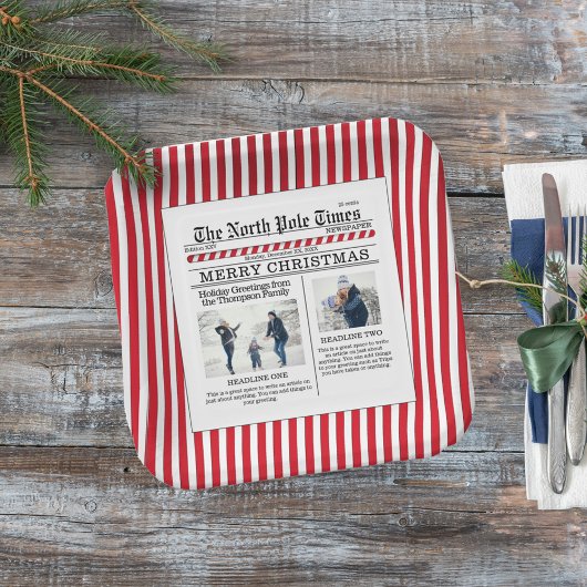 Weihnachten Niedlich Funny Foto Whimsical Zeitung Pappteller