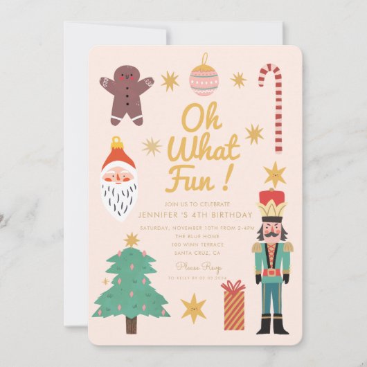 Weihnachten Niedlich Geburtstag Einladung (Vorderseite)