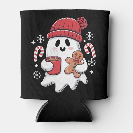 Weihnachten Niedlich Ghost Icaffee Retro Xmas Kaff Dosenkühler (Vorderseite)