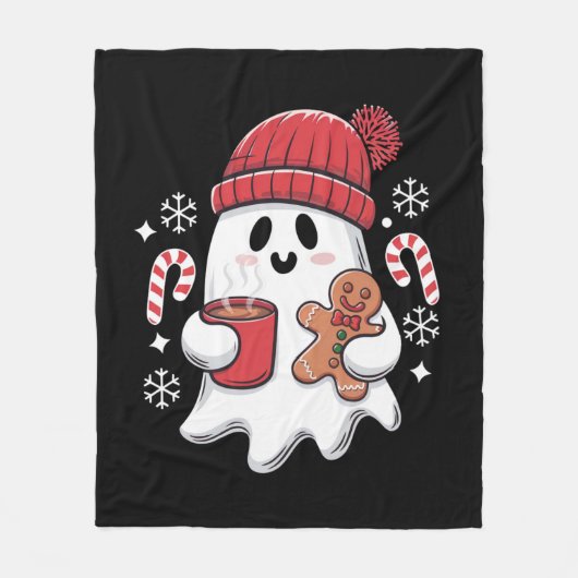 Weihnachten Niedlich Ghost Icaffee Retro Xmas Kaff Fleecedecke (Vorderseite)