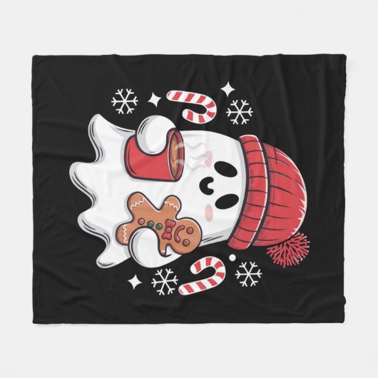 Weihnachten Niedlich Ghost Icaffee Retro Xmas Kaff Fleecedecke (Vorderseite (Horizontal))
