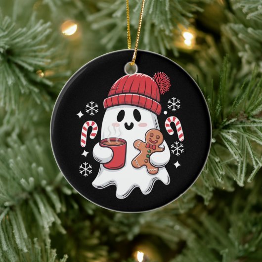 Weihnachten Niedlich Ghost Icaffee Retro Xmas Kaff Keramik Ornament (Baum)