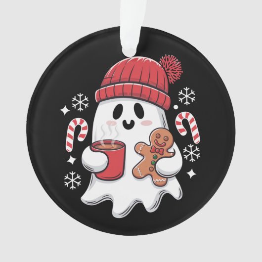 Weihnachten Niedlich Ghost Icaffee Retro Xmas Kaff Ornament (Vorderseite)