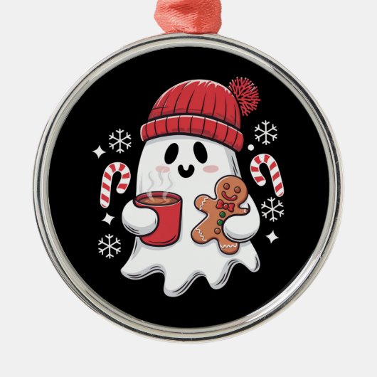 Weihnachten Niedlich Ghost Icaffee Retro Xmas Kaff Ornament Aus Metall (Vorne)