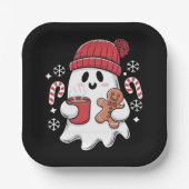 Weihnachten Niedlich Ghost Icaffee Retro Xmas Kaff Pappteller (Vorderseite)