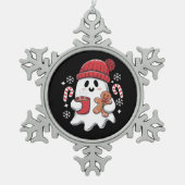 Weihnachten Niedlich Ghost Icaffee Retro Xmas Kaff Schneeflocken Zinn-Ornament (Vorderseite)