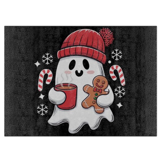 Weihnachten Niedlich Ghost Icaffee Retro Xmas Kaff Schneidebrett (Vorderseite)