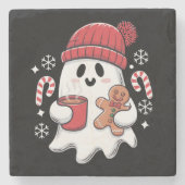 Weihnachten Niedlich Ghost Icaffee Retro Xmas Kaff Steinuntersetzer (Vorderseite)