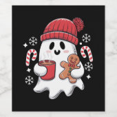 Weihnachten Niedlich Ghost Icaffee Retro Xmas Kaff Weinetikett (Einzelnes Label)
