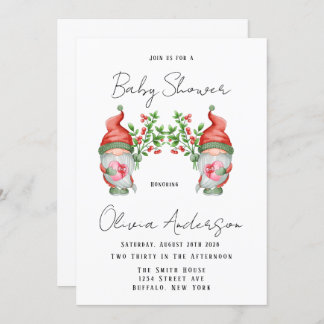 Weihnachten Niedlich Gnome Baby Dusche Einladung