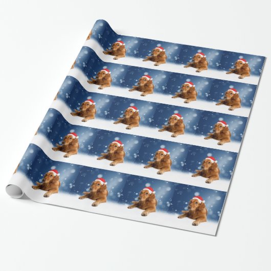 Weihnachten Niedlich Golden Retriever Hund Weihnac Geschenkpapier (Ungerollt)