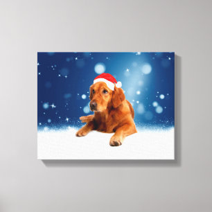Weihnachten Niedlich Golden Retriever Hund Weihnac Leinwanddruck